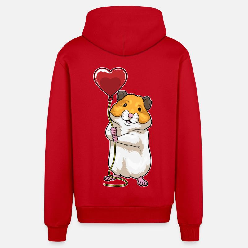 Ballon Cœur de Hamster - Veste à capuche bio décontractée fabriquée en UE - rouge
