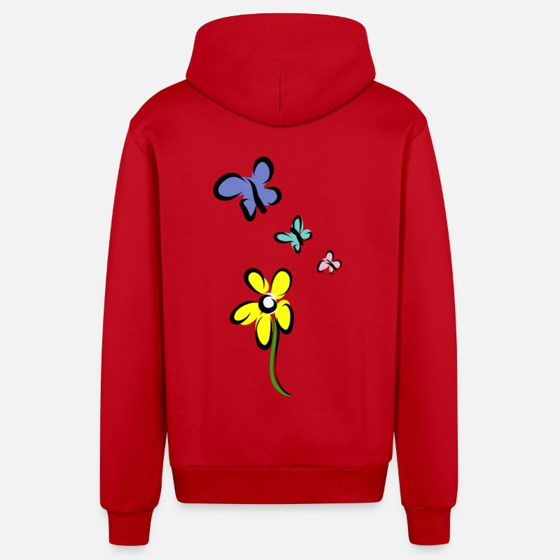 Pas seulement une fleur - Veste à capuche bio décontractée fabriquée en UE - rouge