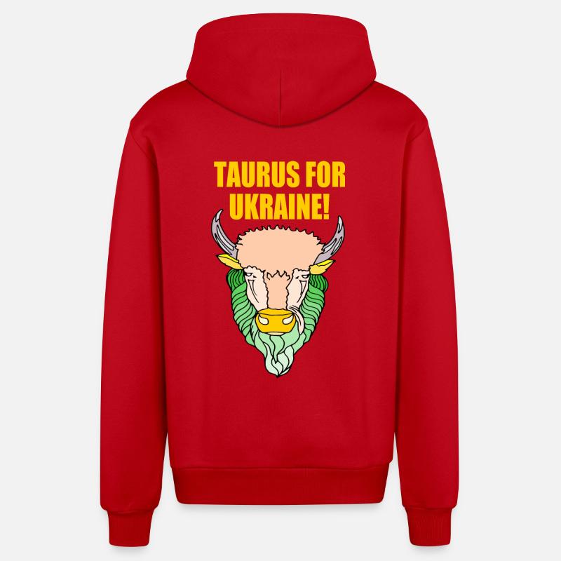 Taurus for ukraine - Veste à capuche bio décontractée fabriquée en UE - rouge