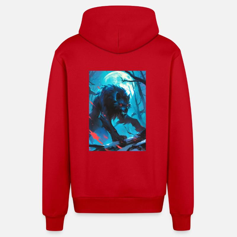 Loup-garou Werwolf - Veste à capuche bio décontractée fabriquée en UE - rouge