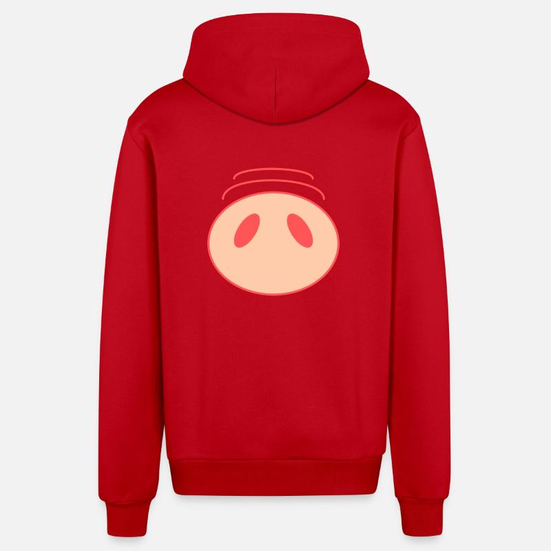 COCHON. HUMOUR - Veste à capuche bio décontractée fabriquée en UE - rouge