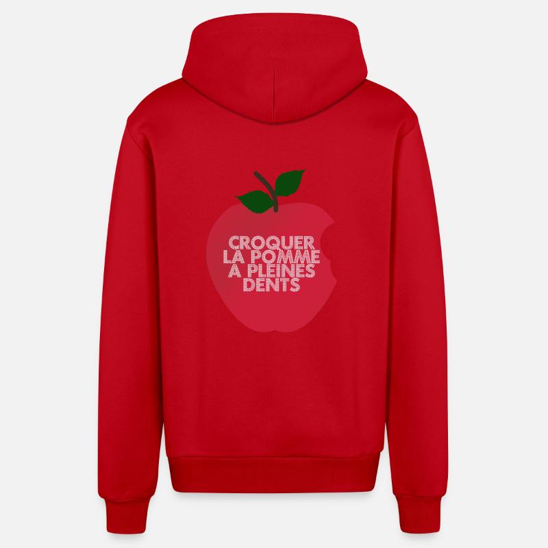 croquer la pomme - Veste à capuche bio décontractée fabriquée en UE - rouge