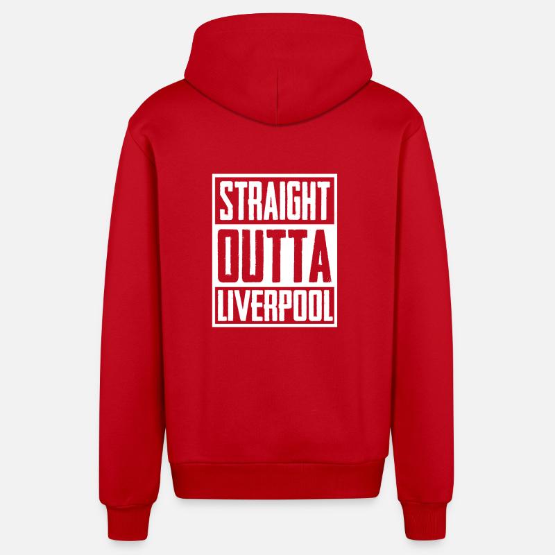 Droite Outta Liverpool - Veste à capuche bio décontractée fabriquée en UE - rouge