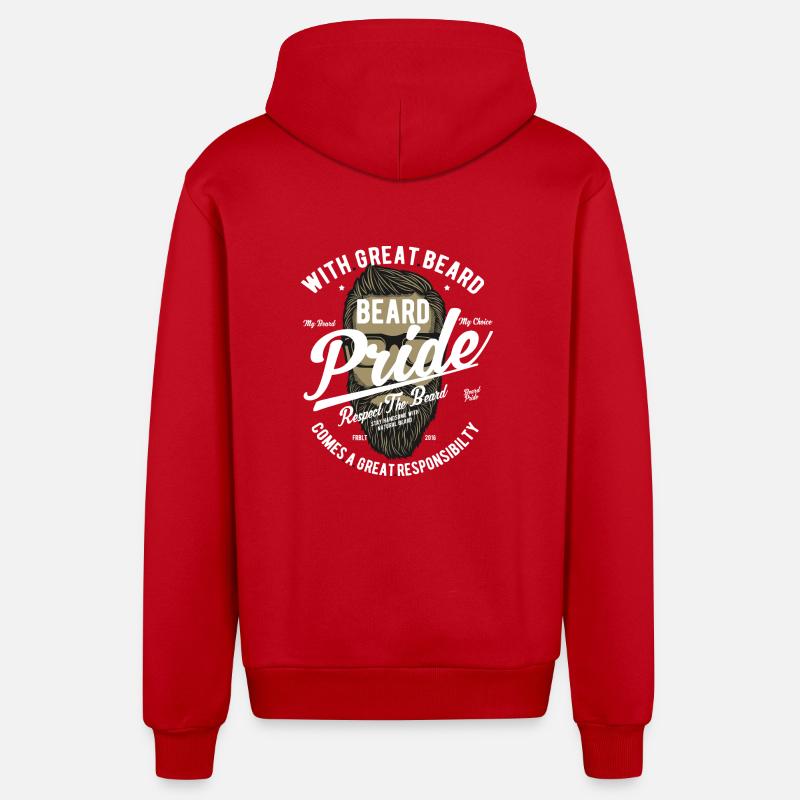 Beard Pride 2 - Organic Relaxed Kapuzenjacke Made in EU - Rot