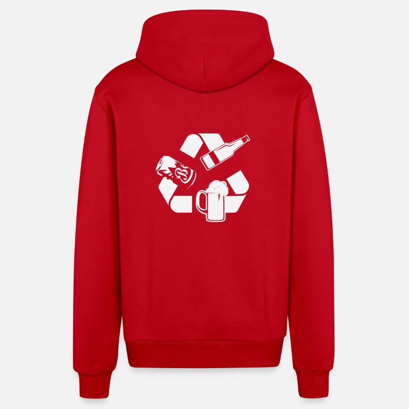 Cycle de la bière - Veste à capuche bio décontractée fabriquée en UE - rouge