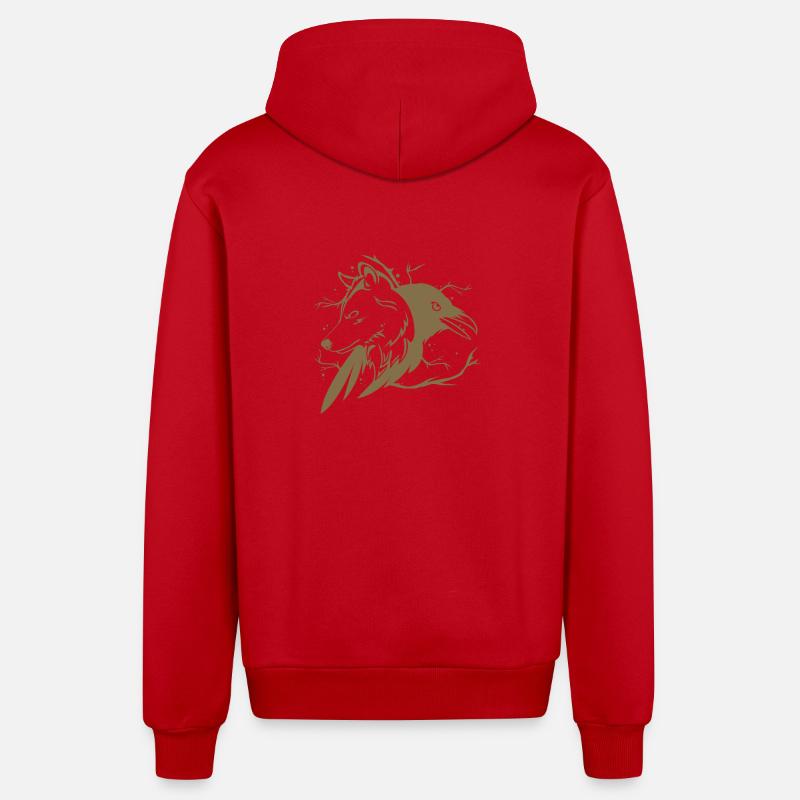 Corbeau loup - Veste à capuche bio décontractée fabriquée en UE - rouge