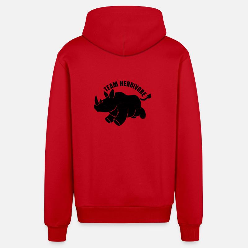 Équipe Herbivore, rhinocéros, cadeau - Veste à capuche bio décontractée fabriquée en UE - rouge