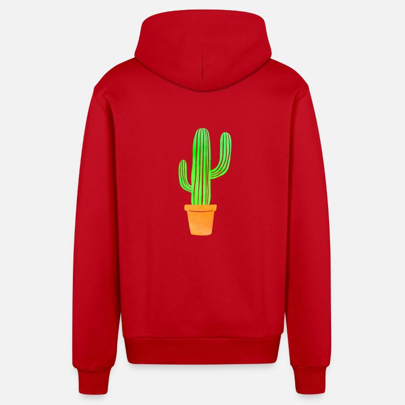 Aquarelle Art Cactus - Veste à capuche bio décontractée fabriquée en UE - rouge