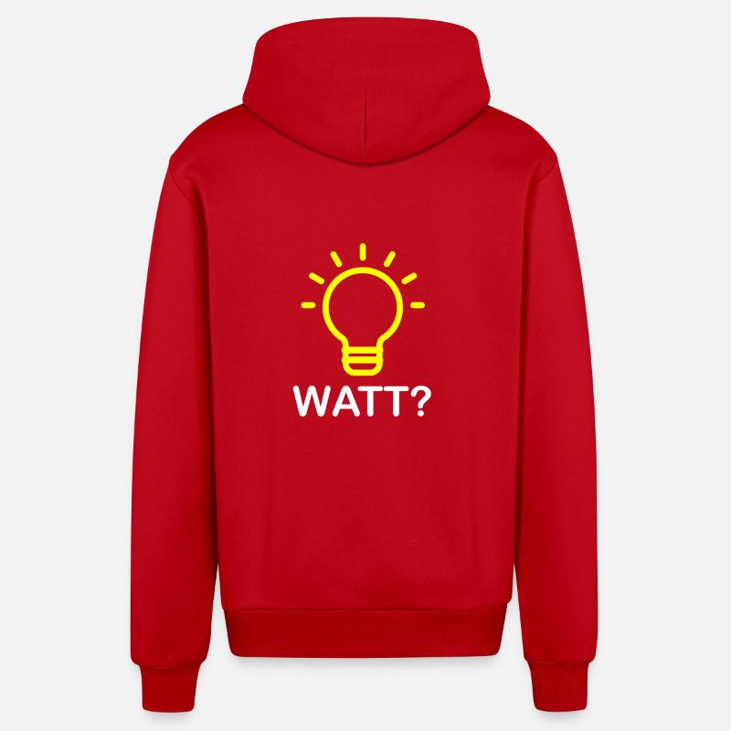 Watt? - Cadeau drôle d'électricien d'ampoule - Veste à capuche bio décontractée fabriquée en UE - rouge