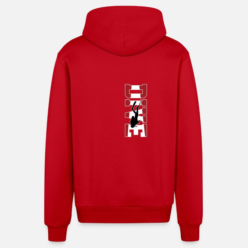 Diving - diver gift - Organic Relaxed Hooded Jacket Made in EU - red