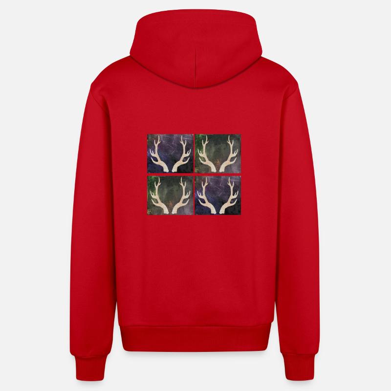 Deer antlers - Organic Relaxed Hooded Jacket Made in EU - red