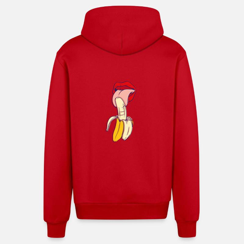 Alimentaire de cadeau de banane - Veste à capuche bio décontractée fabriquée en UE - rouge