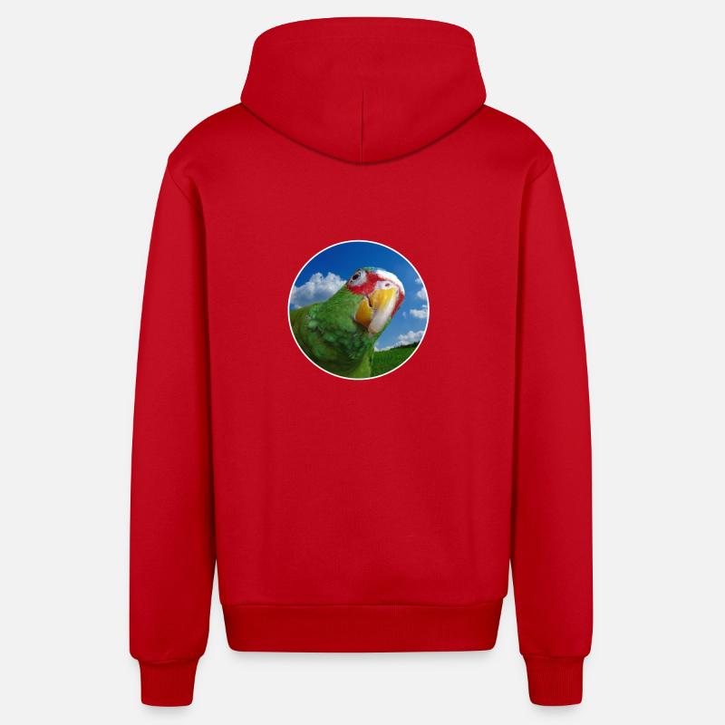 White-fronted Amazon - Organic Relaxed Hooded Jacket Made in EU - red