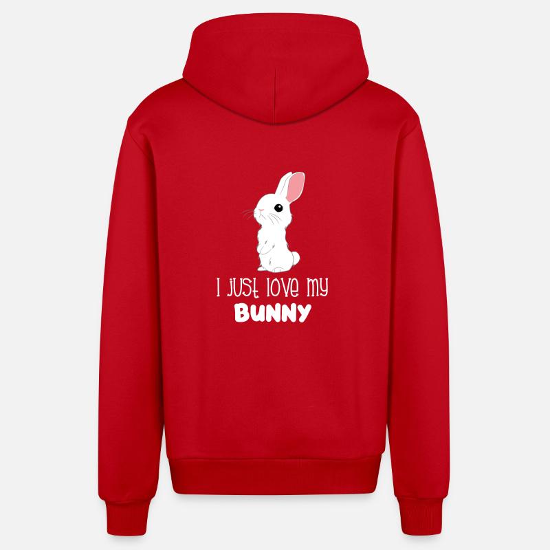 Lapins - Lapins - Lapins - Amour - Veste à capuche bio décontractée fabriquée en UE - rouge