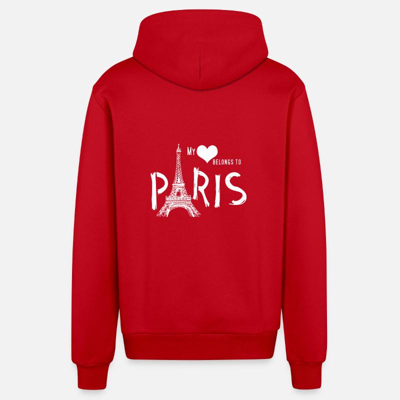 Paris - Veste à capuche bio décontractée fabriquée en UE - rouge