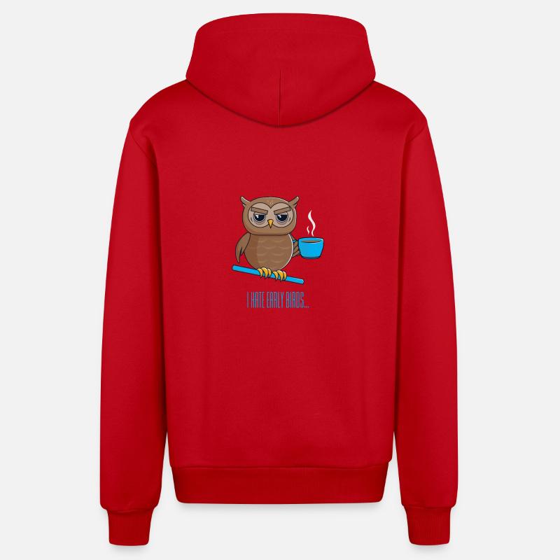 Chouette de nuit avec café - Veste à capuche bio décontractée fabriquée en UE - rouge