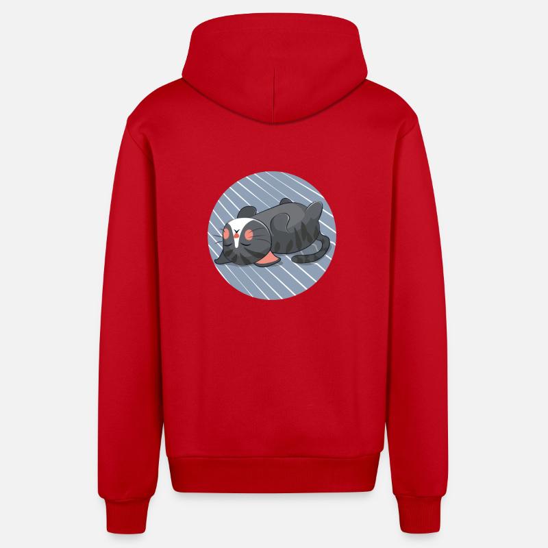 Chat endormi - Veste à capuche bio décontractée fabriquée en UE - rouge