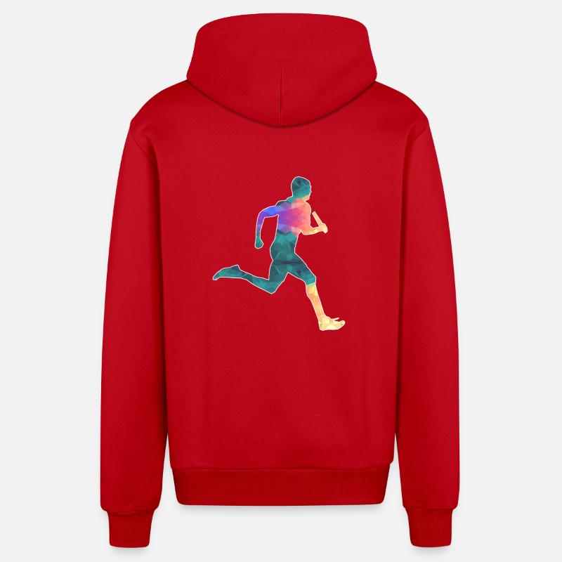 course de relais - Veste à capuche bio décontractée fabriquée en UE - rouge