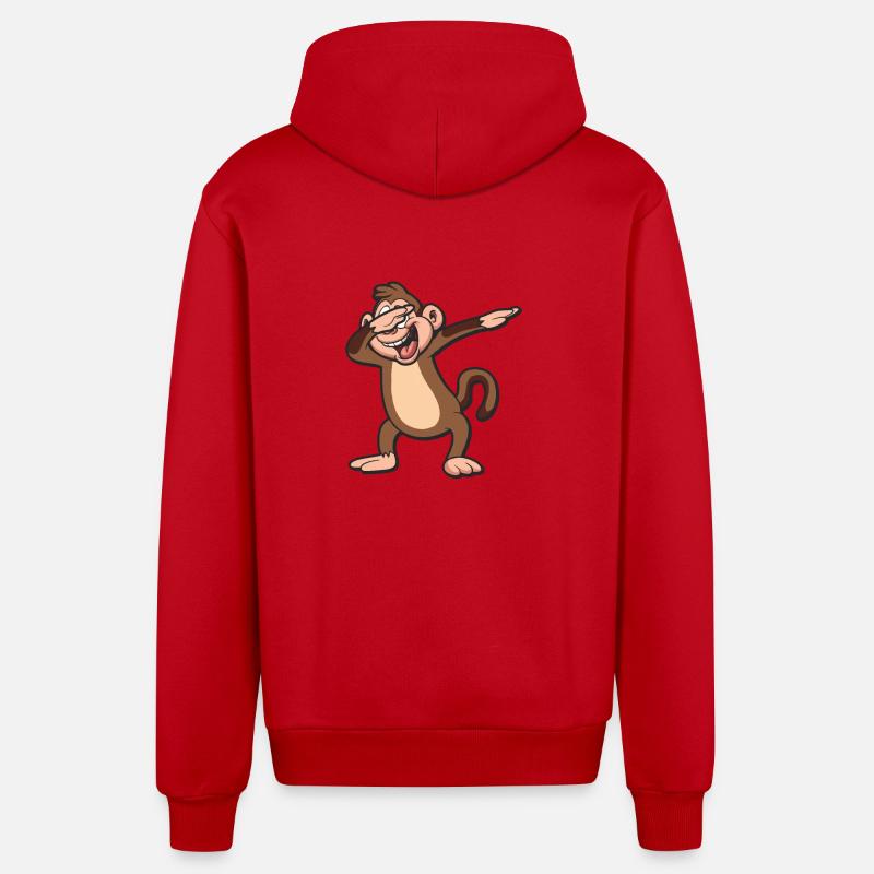 Dabbing Monkey - Veste à capuche bio décontractée fabriquée en UE - rouge