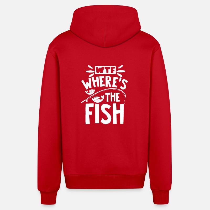 pêche - Veste à capuche bio décontractée fabriquée en UE - rouge