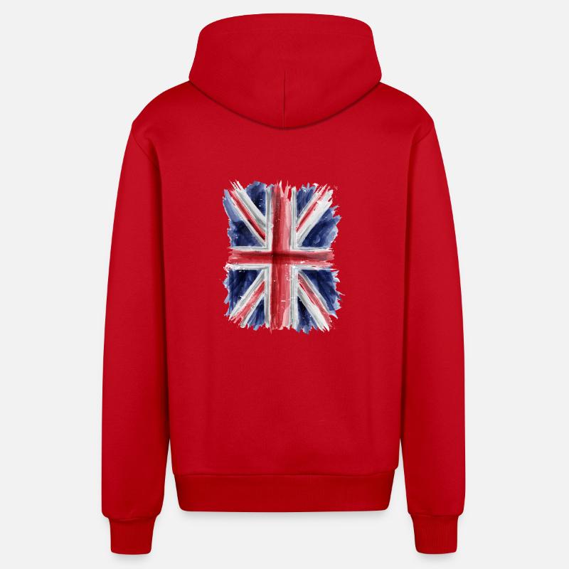 Britisk flag - Organic relaxed hættejakke made in EU - rød