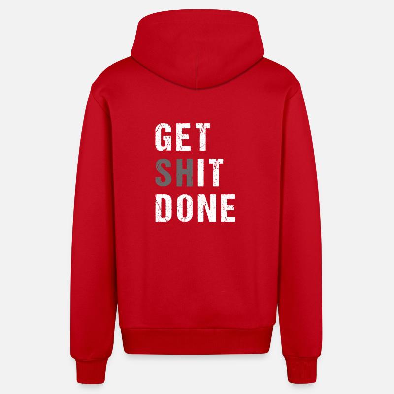 GET SHIT DONE - Organic Relaxed Hooded Jacket Made in EU - red
