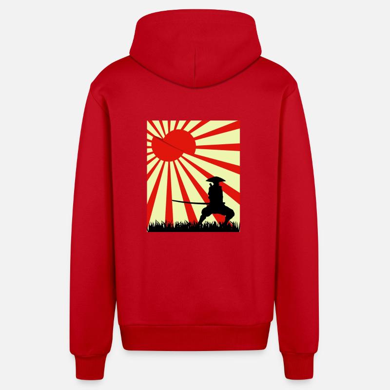 Moon Slice Samouraï - Veste à capuche bio décontractée fabriquée en UE - rouge