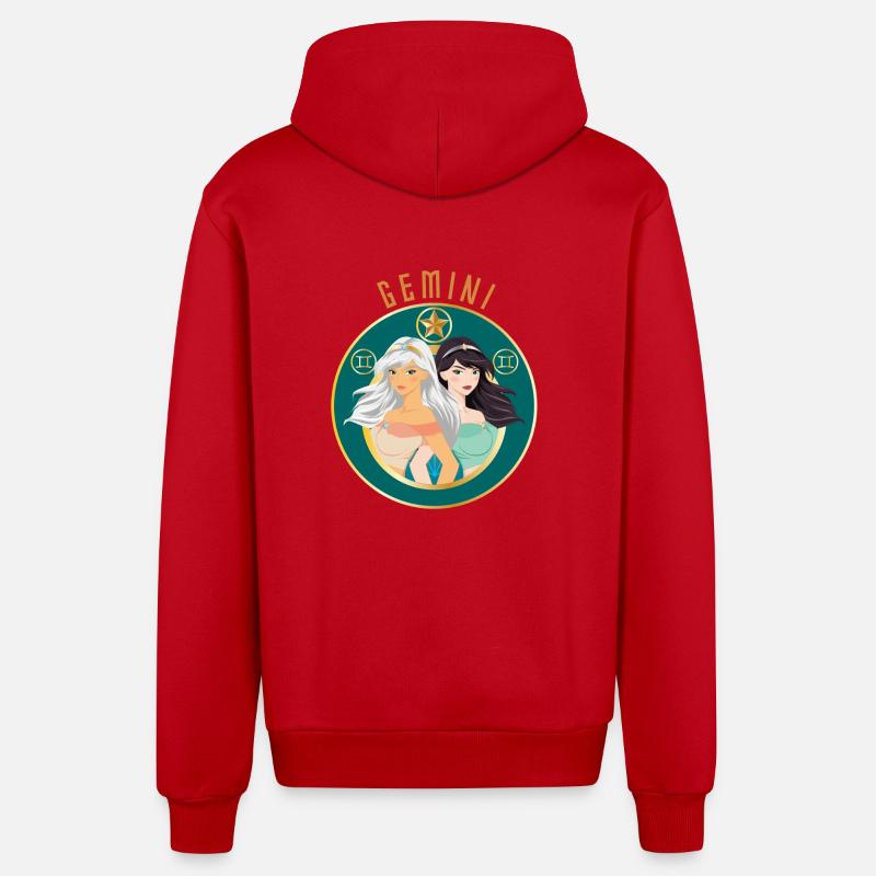 Zodiaque - Horoscope - Gémeaux - Cadeaux - Veste à capuche bio décontractée fabriquée en UE - rouge
