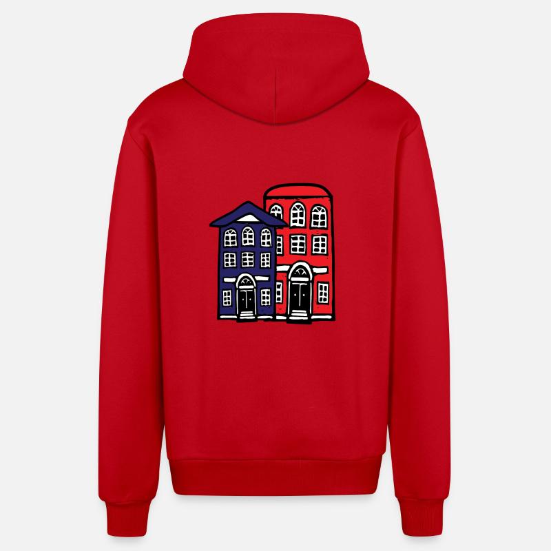 bâtiment - Veste à capuche bio décontractée fabriquée en UE - rouge