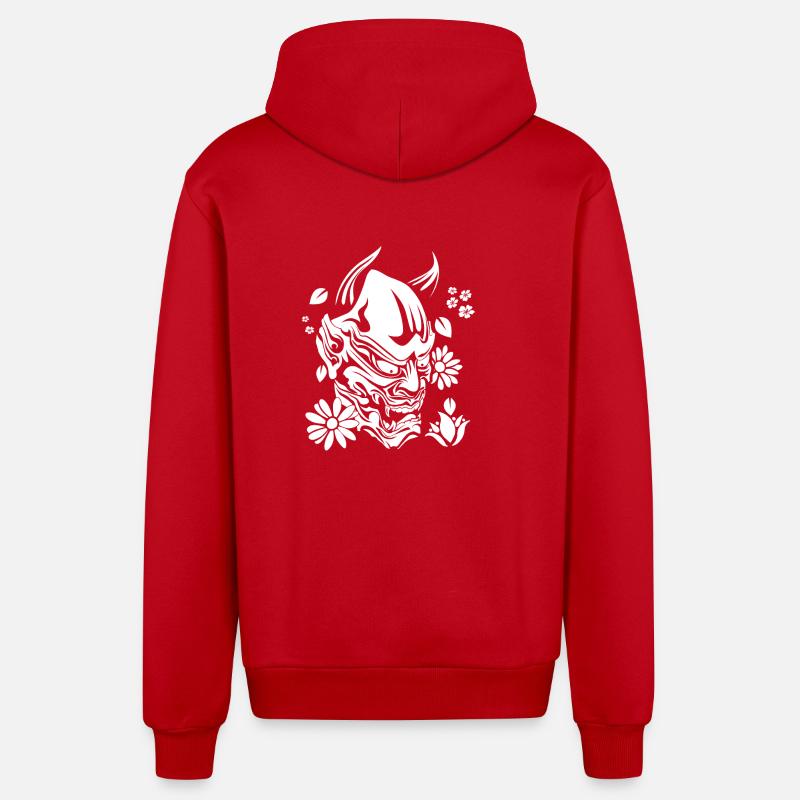 Teufel mit Blumen weiss - Organic Relaxed Kapuzenjacke Made in EU - Rot