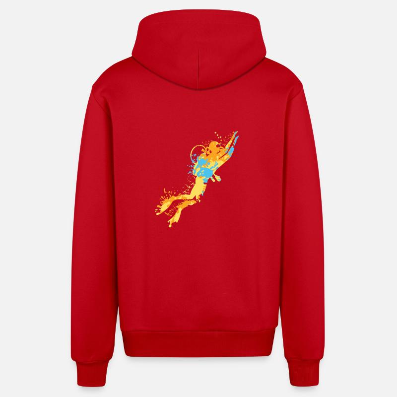 Taucher Dive Splash - Organic Relaxed Kapuzenjacke Made in EU - Rot
