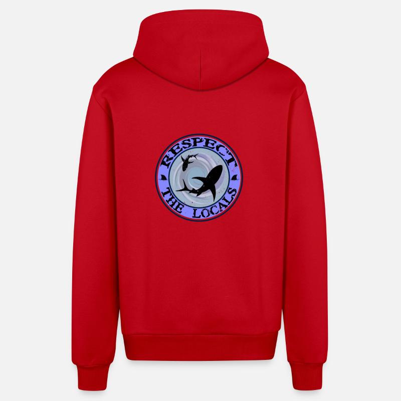 Respectez le requin local - Veste à capuche bio décontractée fabriquée en UE - rouge