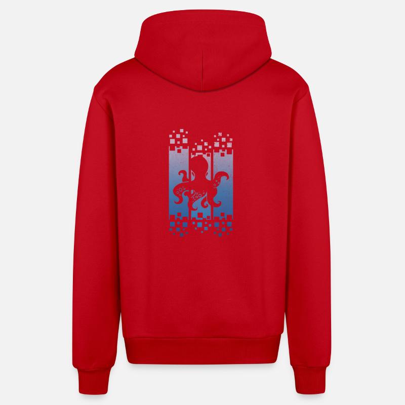 Conception de poulpe - Veste à capuche bio décontractée fabriquée en UE - rouge