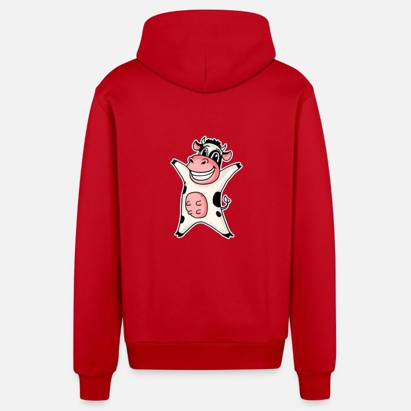 Cow - Organic Relaxed Hooded Jacket Made in EU - red