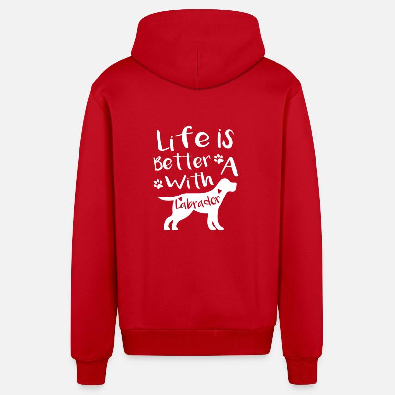 Life with labrador - Veste à capuche bio décontractée fabriquée en UE - rouge