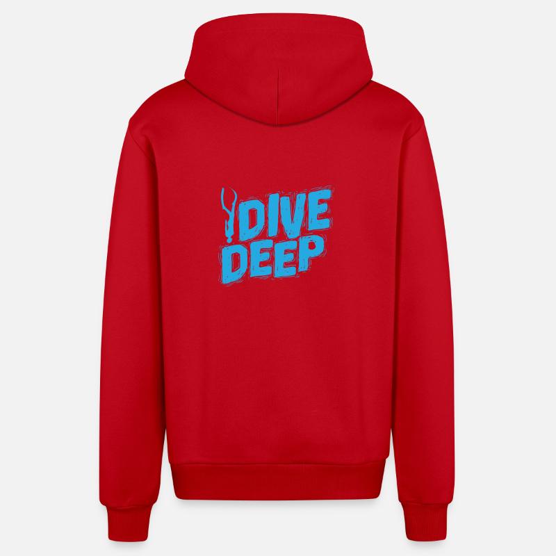 Plongeur d’apnée Dive Deep - Veste à capuche bio décontractée fabriquée en UE - rouge