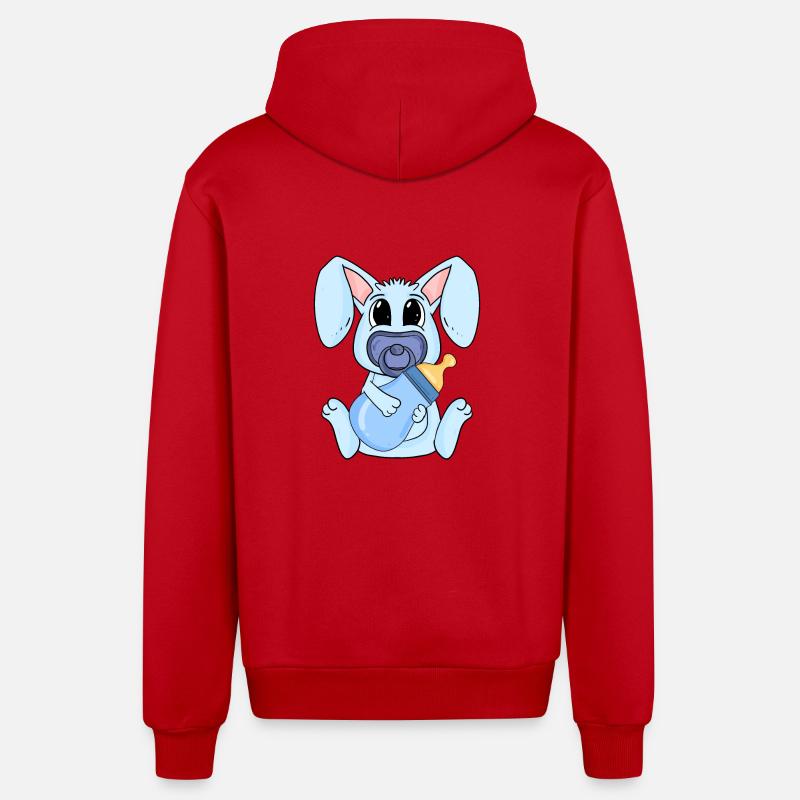 Bébé Garçon Lapin - Veste à capuche bio décontractée fabriquée en UE - rouge