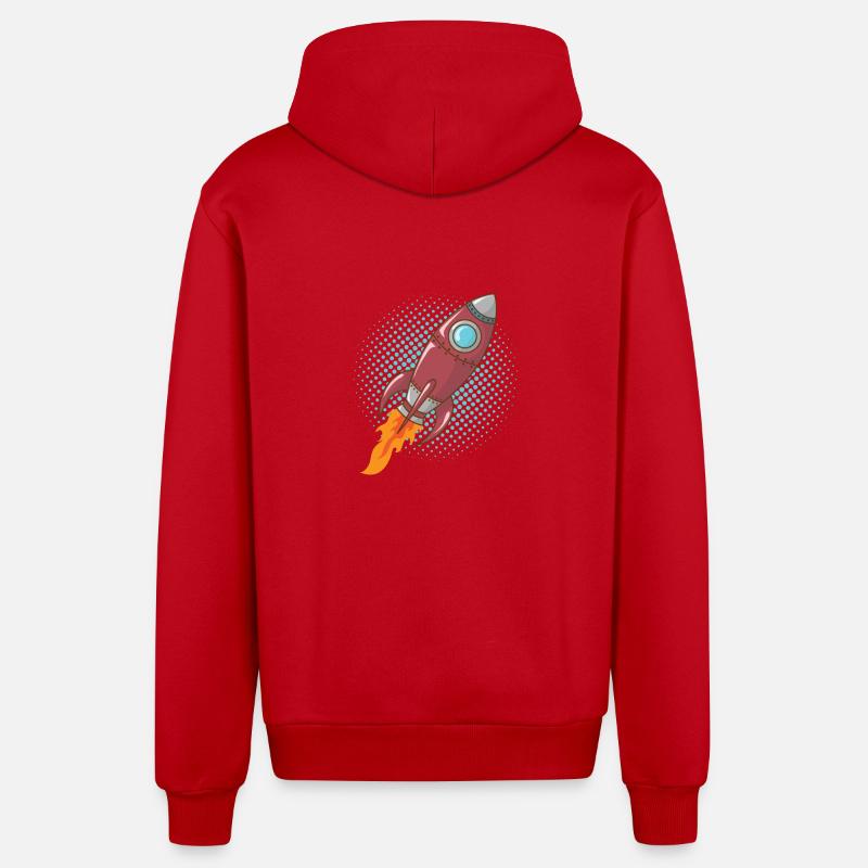 Comic Rocket Spaceship Spacecraft Missile - Veste à capuche bio décontractée fabriquée en UE - rouge