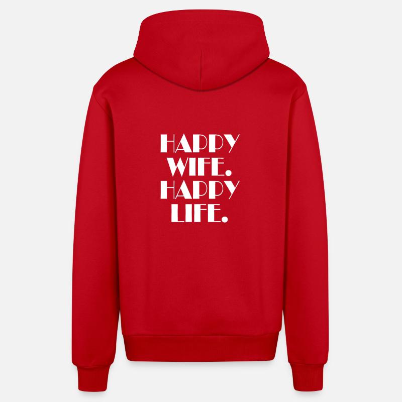 Femme heureuse vie heureuse - Veste à capuche bio décontractée fabriquée en UE - rouge