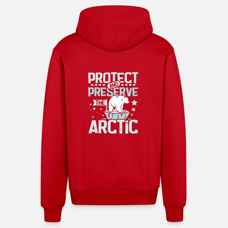 Protéger et préserver l’Arctique - Veste à capuche bio décontractée fabriquée en UE - rouge