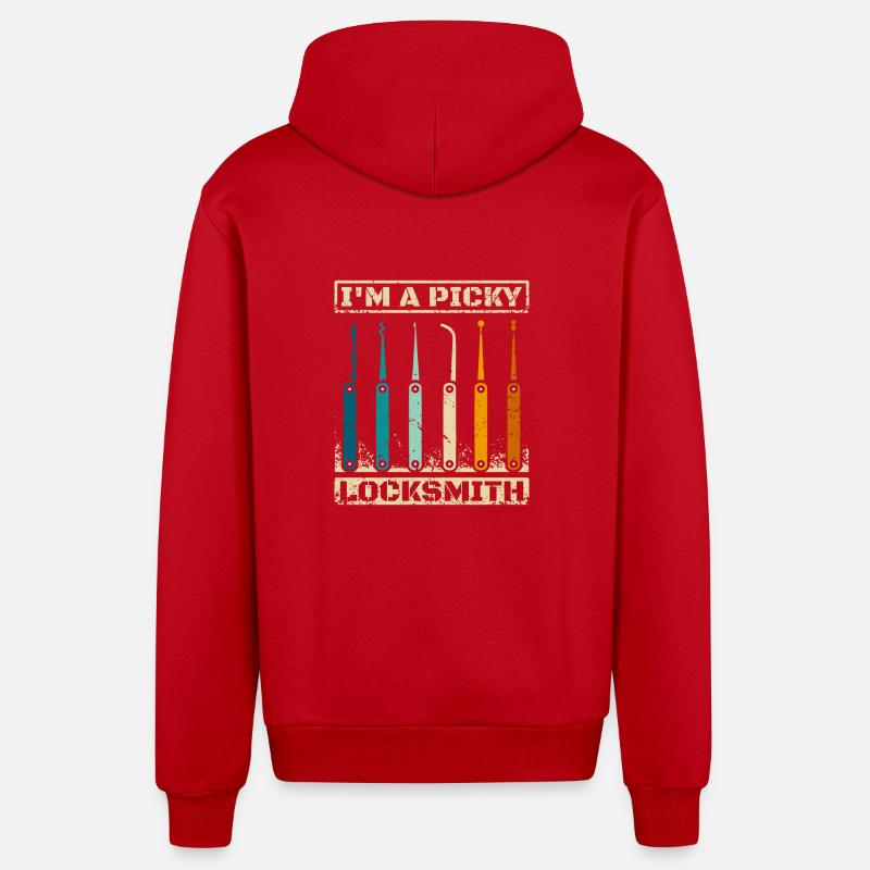 I'm a picky locksmith - Organic Relaxed Hooded Jacket Made in EU - red