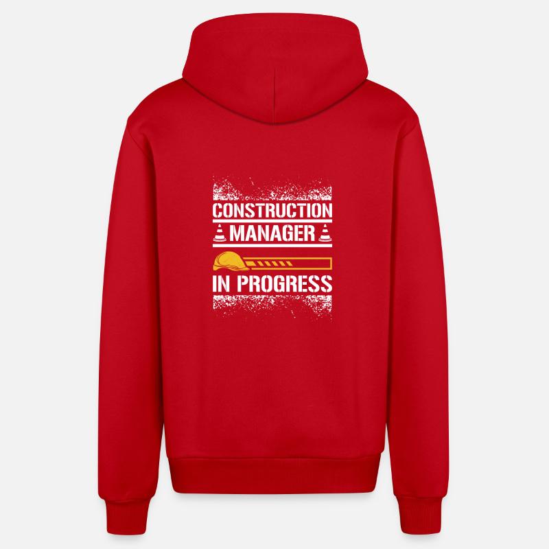 Directeur de construction en cours - Veste à capuche bio décontractée fabriquée en UE - rouge