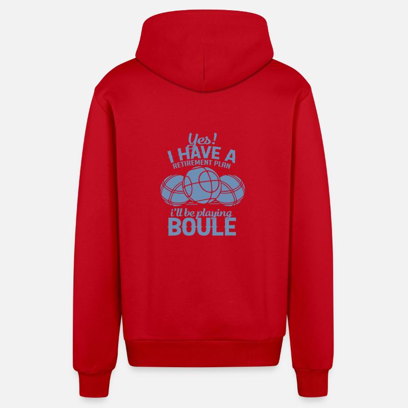 Régime de retraite Boule - Veste à capuche bio décontractée fabriquée en UE - rouge