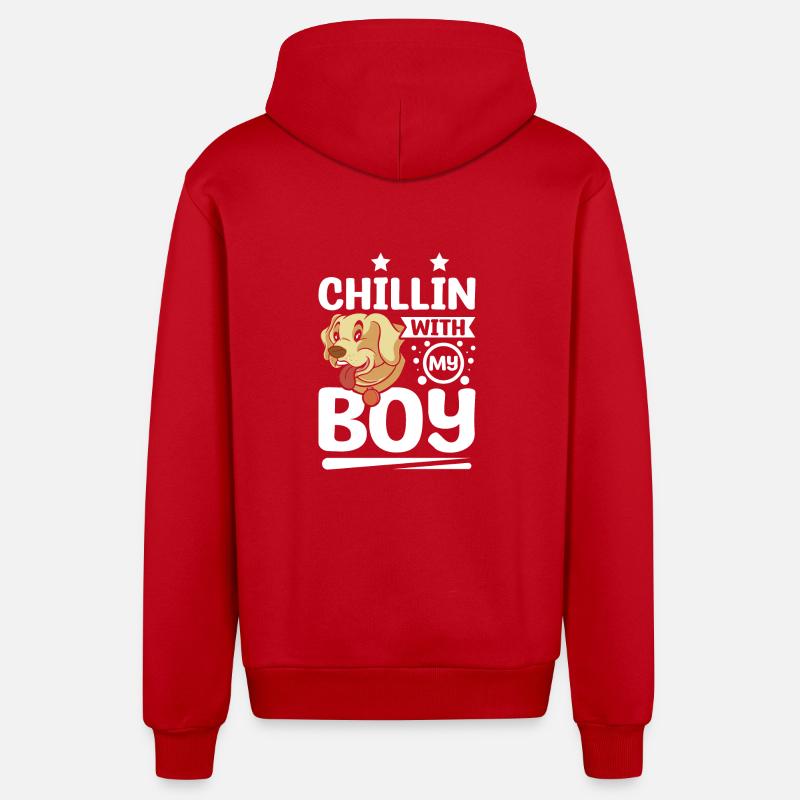 Chillin avec mon labrador - Veste à capuche bio décontractée fabriquée en UE - rouge