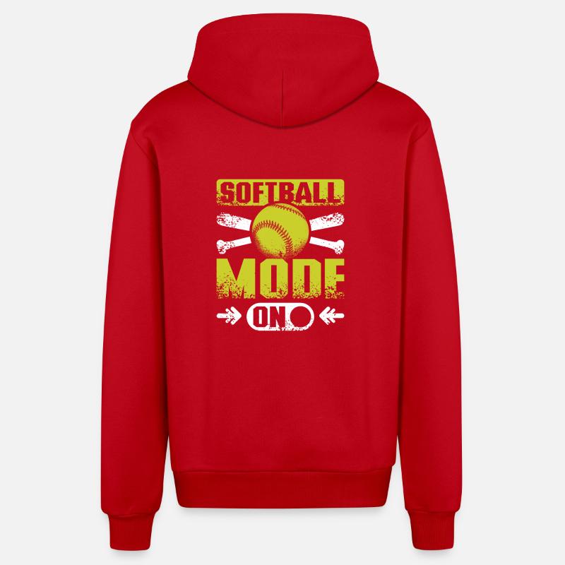 Mode softball activé - Veste à capuche bio décontractée fabriquée en UE - rouge