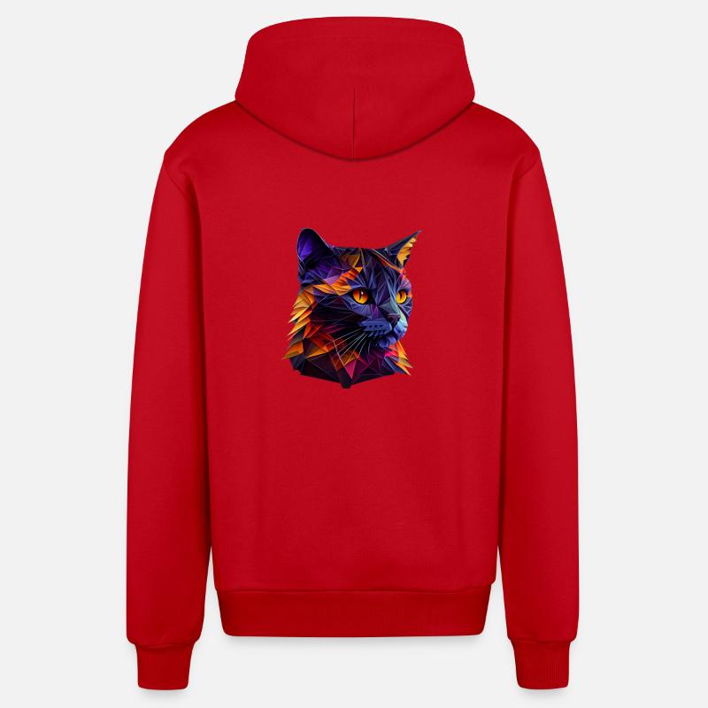 Chaton Chaton Chat Polygone Chat - Veste à capuche bio décontractée fabriquée en UE - rouge