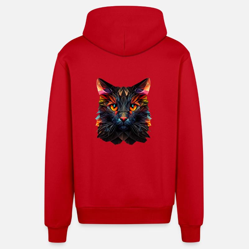 Chaton Chaton Chat Polygone Chat - Veste à capuche bio décontractée fabriquée en UE - rouge