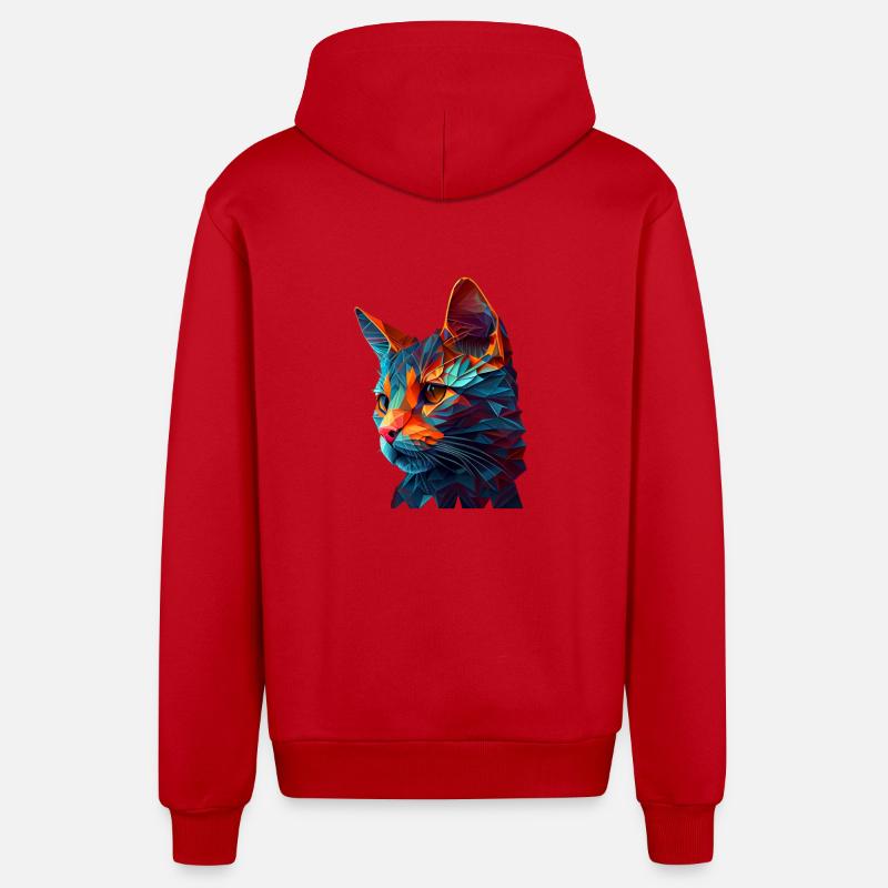 Chaton Chaton Chat Polygone Chat - Veste à capuche bio décontractée fabriquée en UE - rouge
