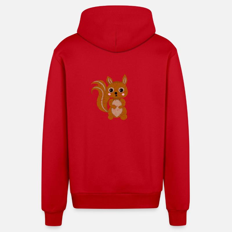 Süßes Kawaii Eichhörnchen - Organic Relaxed Kapuzenjacke Made in EU - Rot