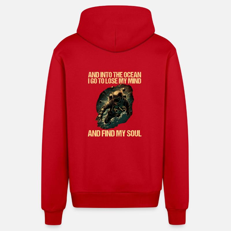 Diving Diver Diver - Organic Relaxed Hooded Jacket Made in EU - red